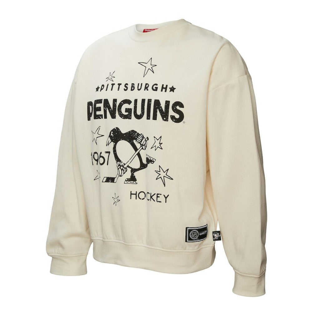 Pittsburgh Penguins Mitchell & Ness Women's Logo 3.0 Pullover Sweatshirt - Cream | NHL Clearance