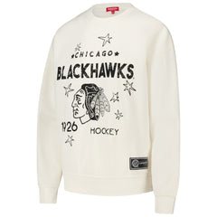 Chicago Blackhawks Mitchell & Ness Women's Logo 3.0 Pullover Sweatshirt - Cream | NHL Lifestyle