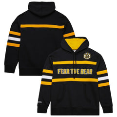 Boston Bruins Mitchell & Ness Head Coach Slogan Pullover Hoodie - Black | NHL discount