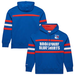 New York Rangers Mitchell & Ness Head Coach Slogan Pullover Hoodie - Blue | NHL sale