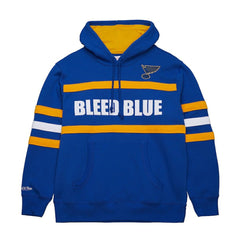 St. Louis Blues Mitchell & Ness Head Coach Slogan Pullover Hoodie - Blue | NHL Lifestyle
