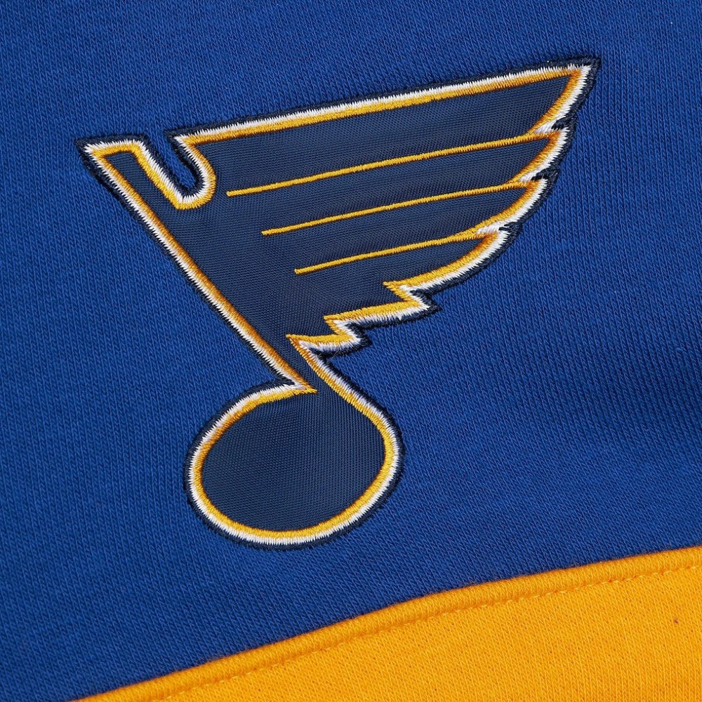 St. Louis Blues Mitchell & Ness Head Coach Slogan Pullover Hoodie - Blue | NHL Lifestyle