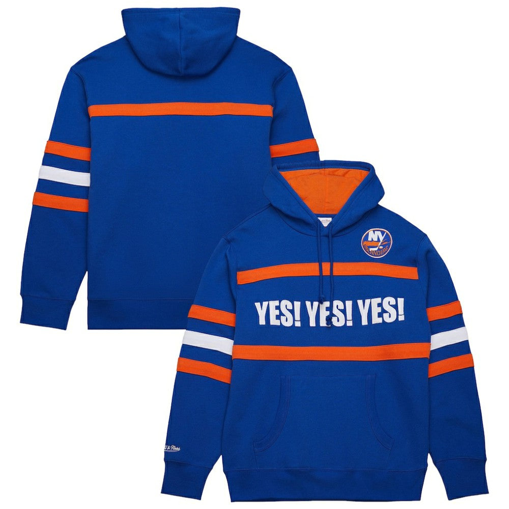 New York Islanders Mitchell & Ness Head Coach Slogan Pullover Hoodie - Royal | NHL Lifestyle