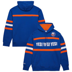 New York Islanders Mitchell & Ness Head Coach Slogan Pullover Hoodie - Royal | NHL Lifestyle