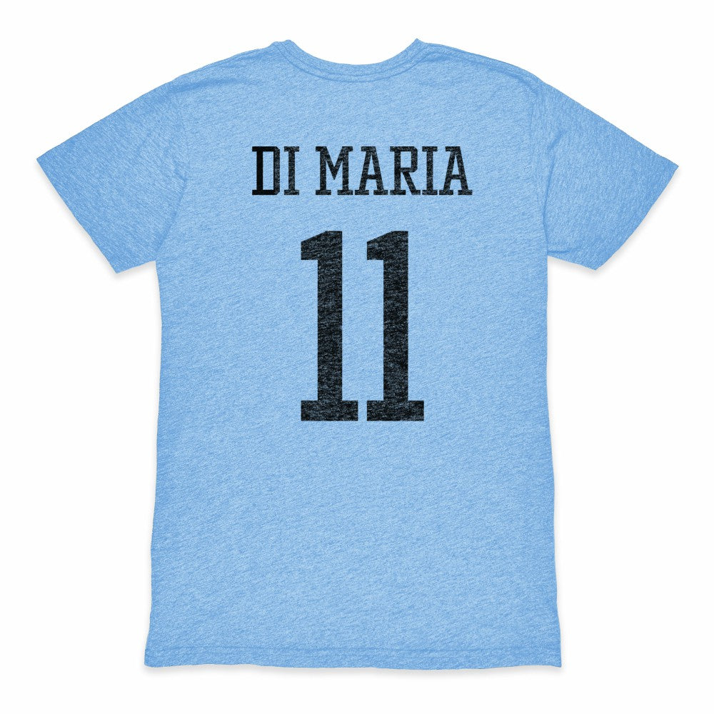 Angel Di Maria Argentina National Team 1863FC Retro Player Tri-Blend T-Shirt Light Blue