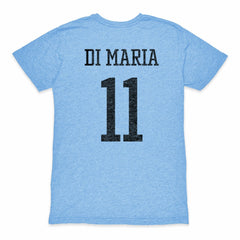 Angel Di Maria Argentina National Team 1863FC Retro Player Tri-Blend T-Shirt Light Blue