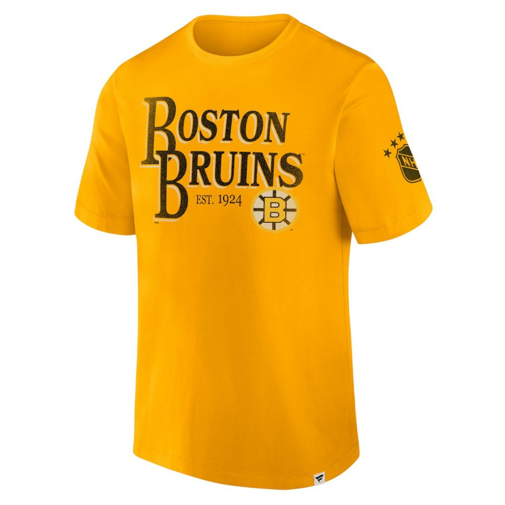 Boston Bruins Fanatics Decades Collection Made To Last T-Shirt - Yellow | Fanatics Clearance
