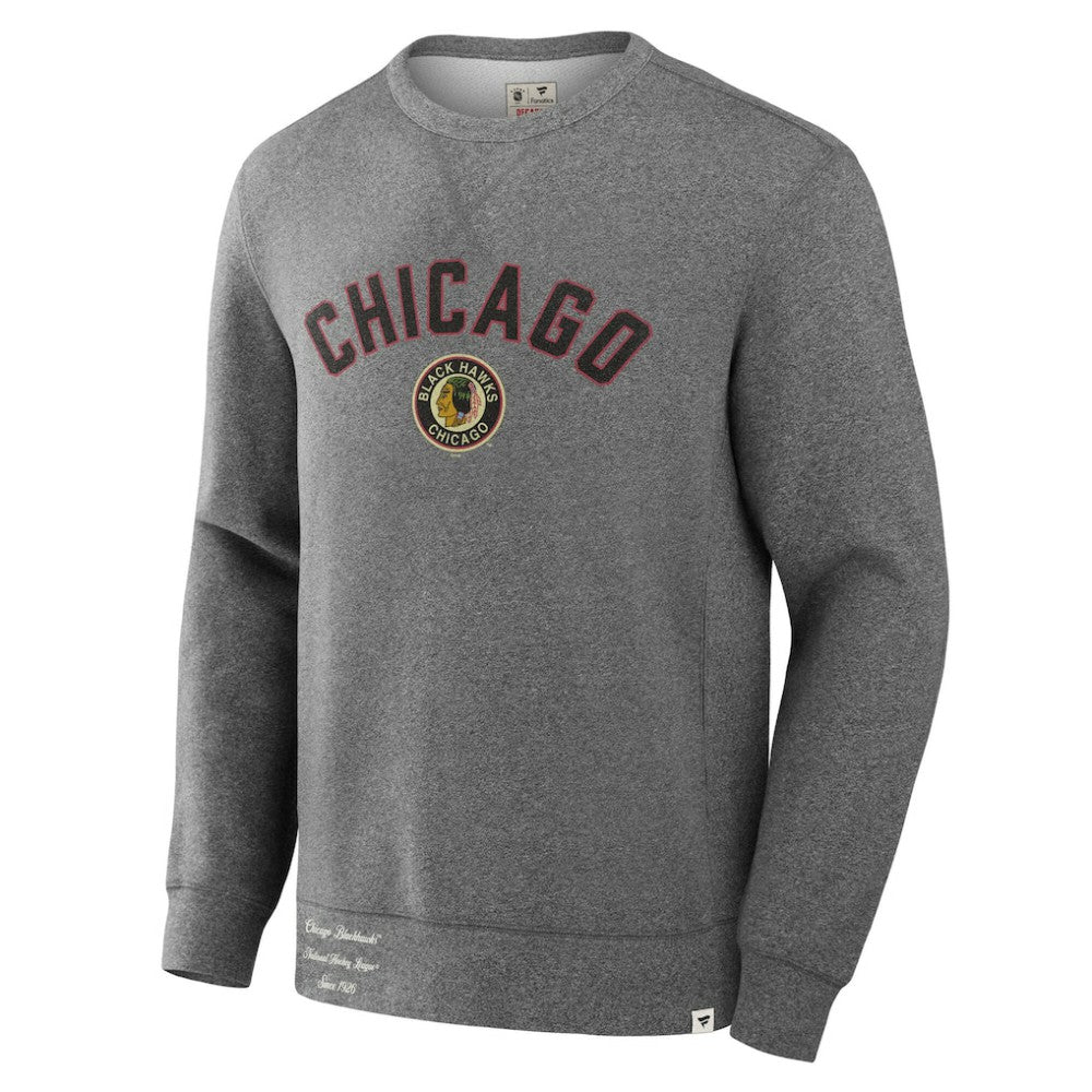 Chicago Blackhawks Fanatics Decades Collection Legendary Fleece Pullover Sweatshirt - Heather Gray | Fanatics online