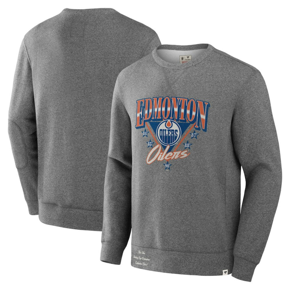 Edmonton Oilers Fanatics Decades Collection Legendary Fleece Pullover Sweatshirt - Heather Gray | Fanatics Clearance
