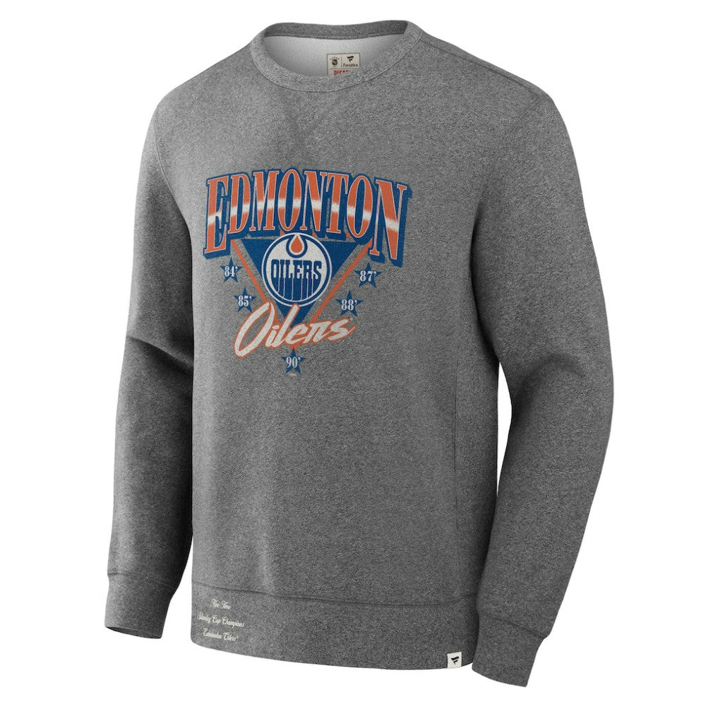 Edmonton Oilers Fanatics Decades Collection Legendary Fleece Pullover Sweatshirt - Heather Gray | Fanatics Clearance