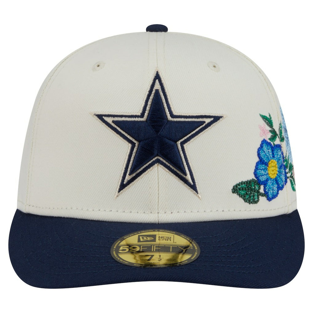 Dallas Cowboys New Era Tonal Florals 59FIFTY Fitted Hat - Cream/Navy - NFL