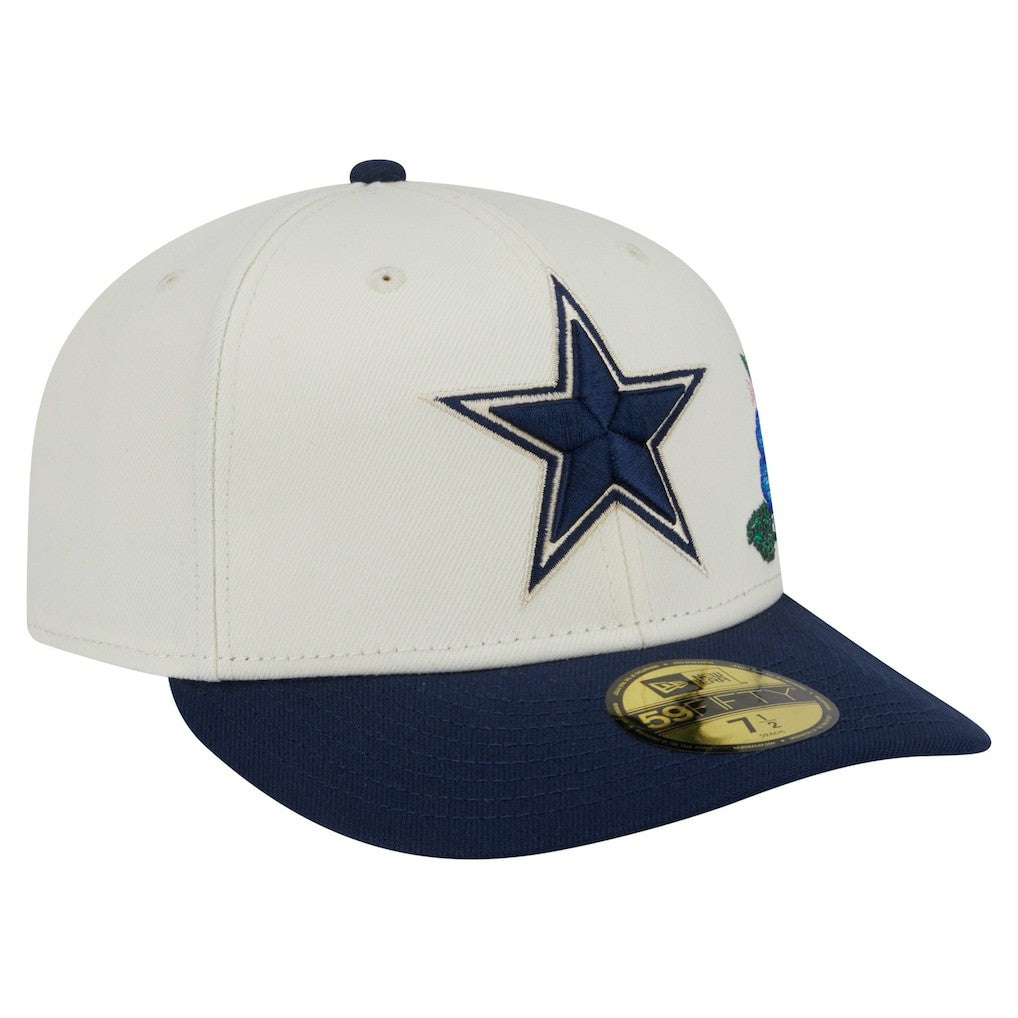 Dallas Cowboys New Era Tonal Florals 59FIFTY Fitted Hat - Cream/Navy - NFL