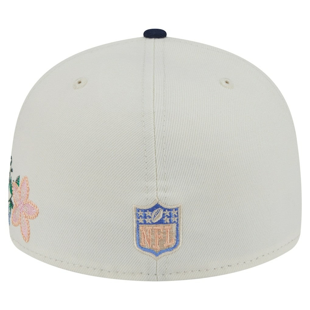Dallas Cowboys New Era Tonal Florals 59FIFTY Fitted Hat - Cream/Navy - NFL