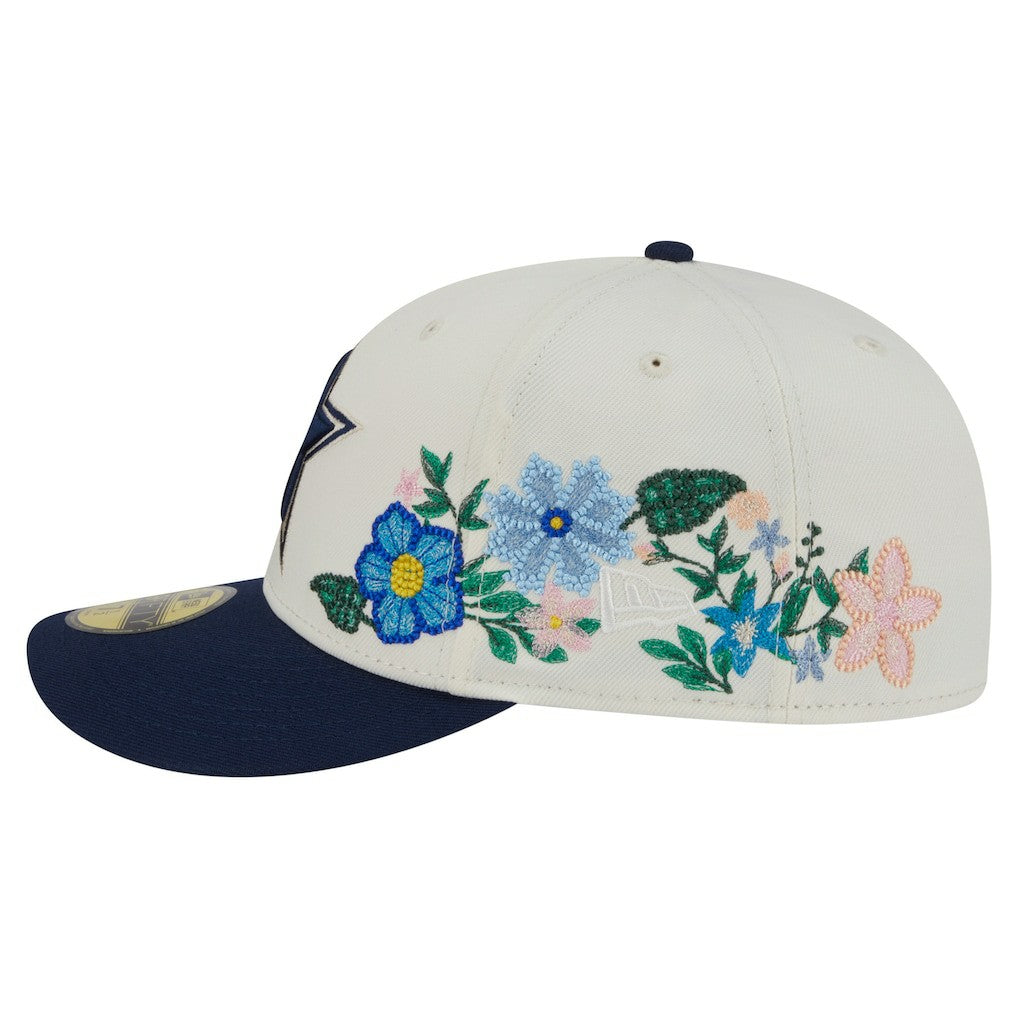 Dallas Cowboys New Era Tonal Florals 59FIFTY Fitted Hat - Cream/Navy - NFL