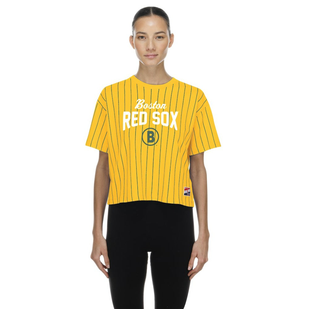 Boston Red Sox New Era Women's 2025 City Connect Pinstripe T-Shirt for sale