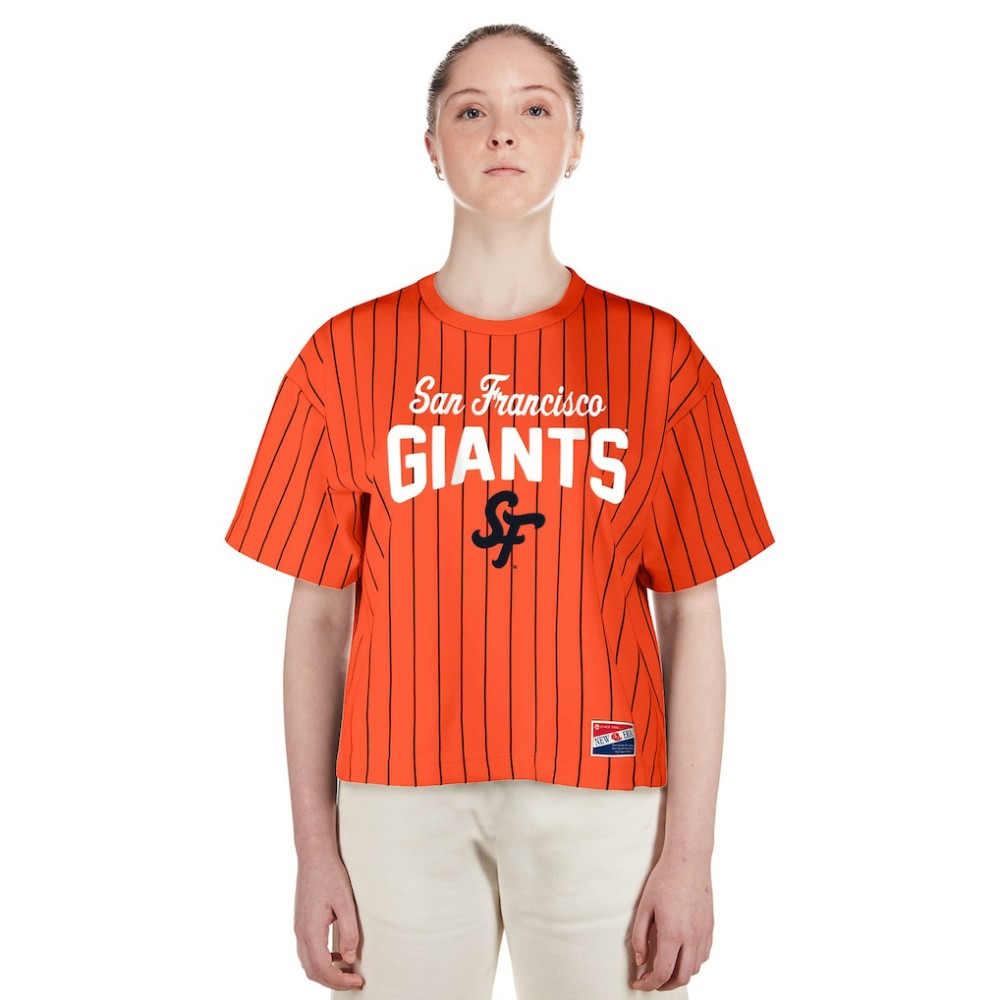 San Francisco Giants New Era Women's 2025 City Connect Boxy Pinstripe T-Shirt Online