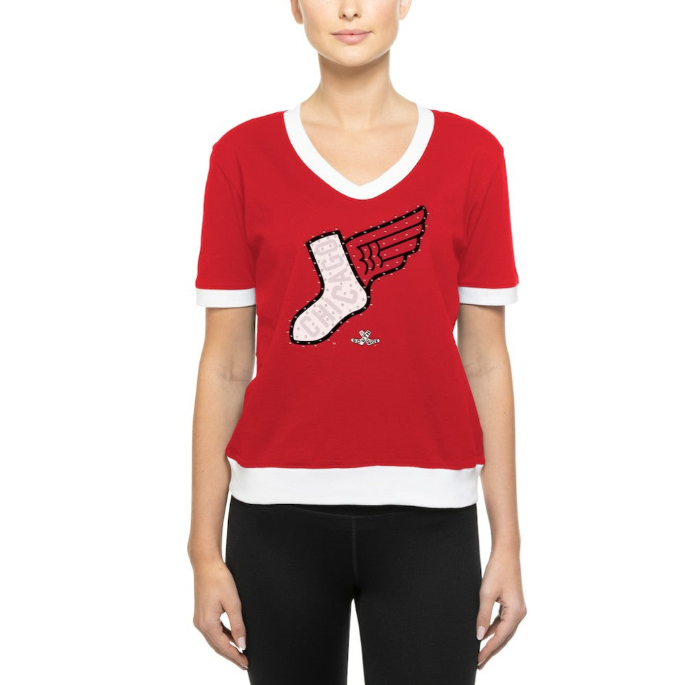 Chicago White Sox New Era Women's 2025 City Connect Rhinestone V-Neck T-Shirt Online