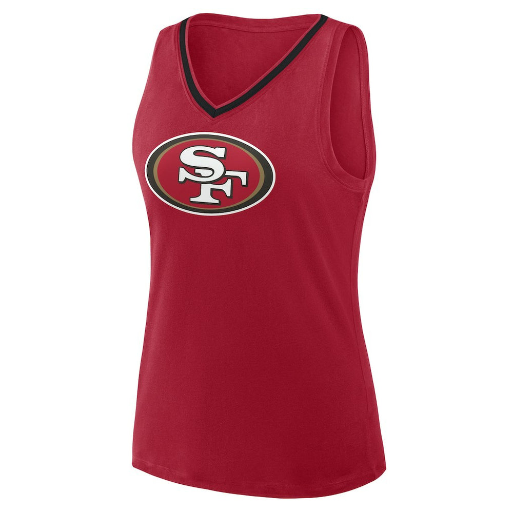 San Francisco 49ers Logo Athletic Women's Plus Size Stellar Win V-Neck Tank Top - Scarlet - NFL