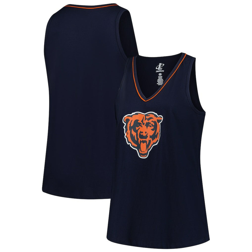 Chicago Bears Logo Athletic Women's Plus Size Stellar Win V-Neck Tank Top - Navy - NFL