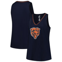 Chicago Bears Logo Athletic Women's Plus Size Stellar Win V-Neck Tank Top - Navy - NFL
