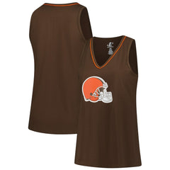Cleveland Browns Logo Athletic Women's Plus Size Stellar Win V-Neck Tank Top - Brown - NFL