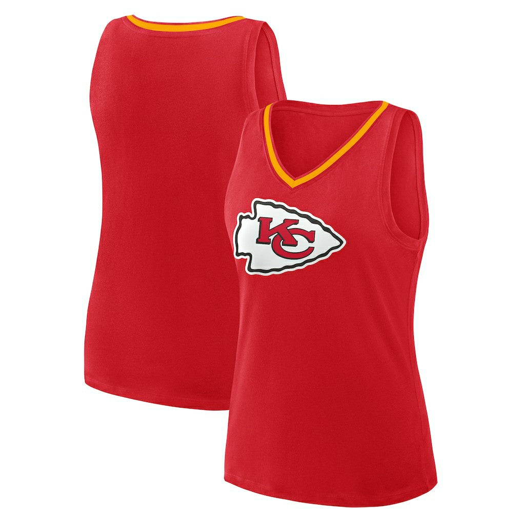 Kansas City Chiefs Logo Athletic Women's Plus Size Stellar Win V-Neck Tank Top - Red - NFL