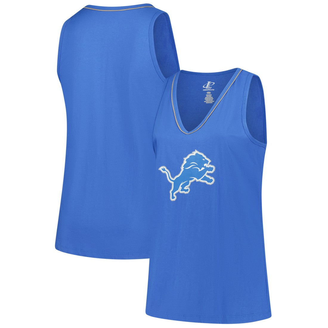 Detroit Lions Logo Athletic Women's Plus Size Stellar Win V-Neck Tank Top - Blue - NFL