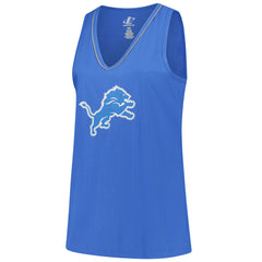 Detroit Lions Logo Athletic Women's Plus Size Stellar Win V-Neck Tank Top - Blue - NFL