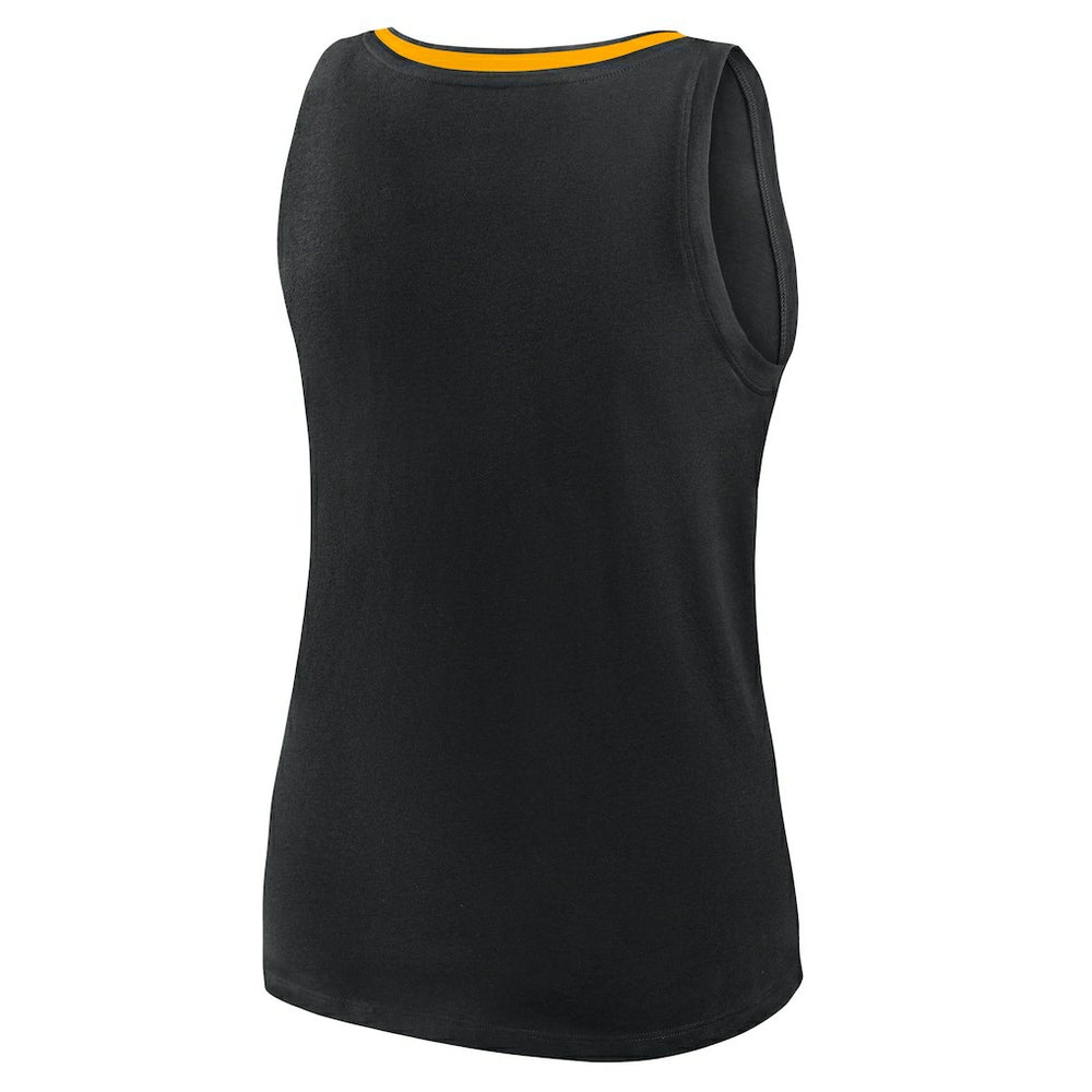 Pittsburgh Steelers Logo Athletic Women's Plus Size Stellar Win V-Neck Tank Top - Black - NFL