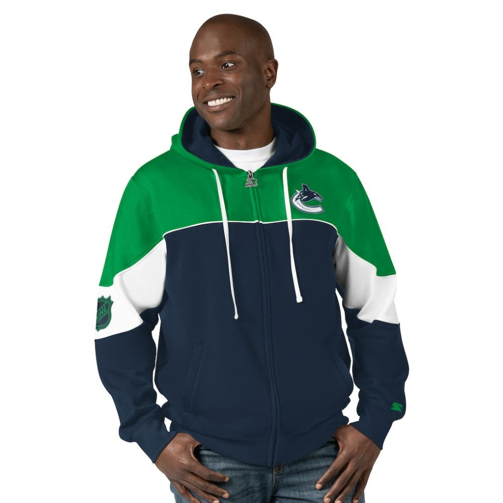 Vancouver Canucks Starter Power Forward Full-Zip Hoodie - Navy/Green | NHL near me