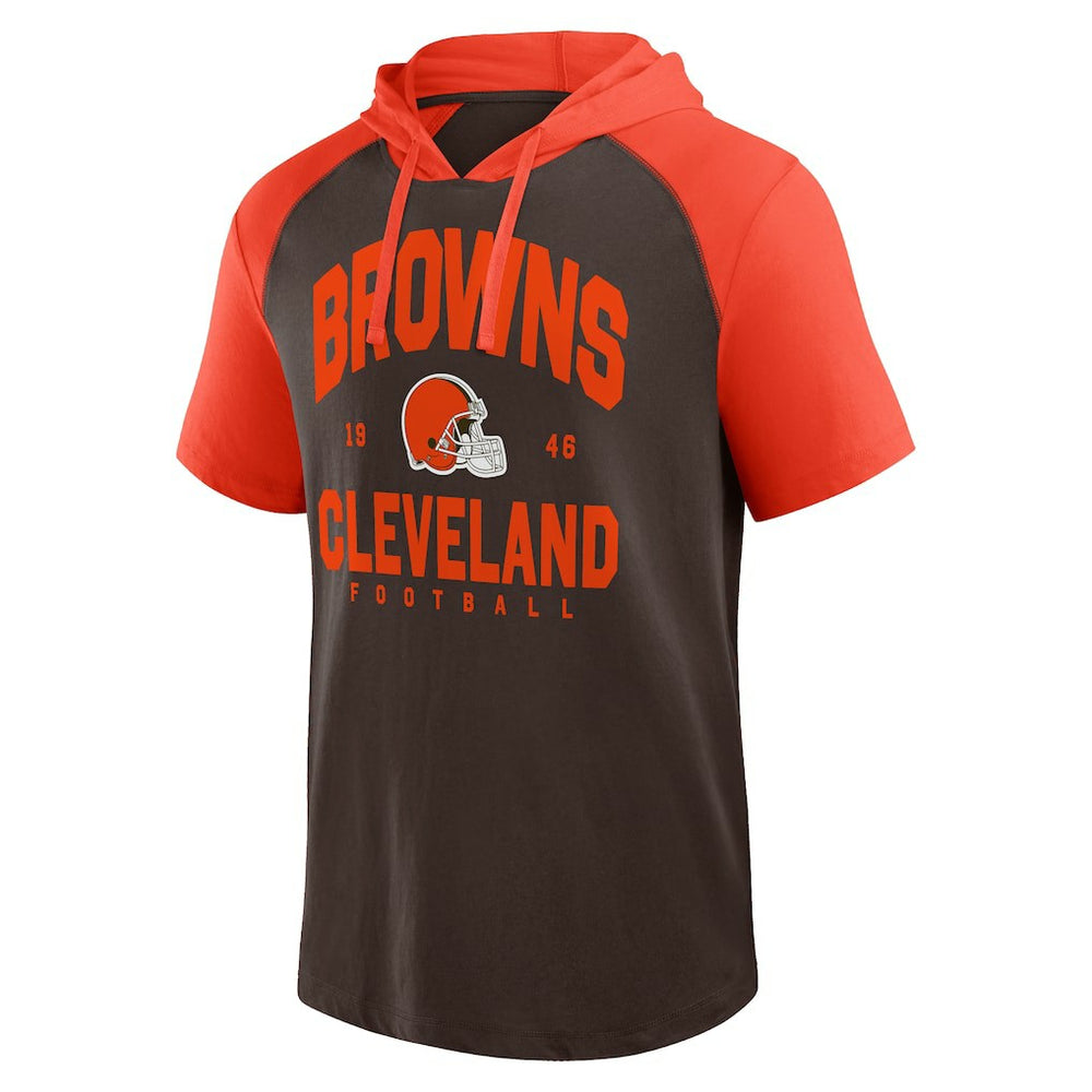 Cleveland Browns Logo Athletic Prime Hoodie T-Shirt - Brown - NFL