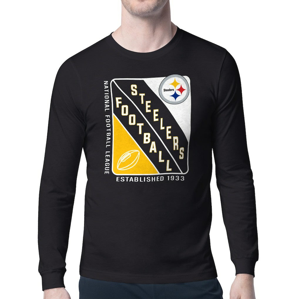 Pittsburgh Steelers Starter Shield Logo Long Sleeve T-Shirt - Black - NFL