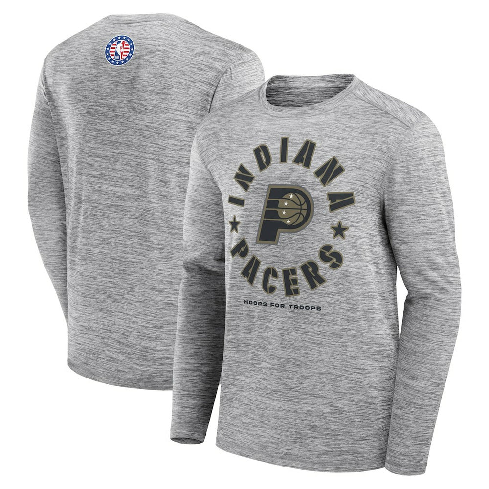 Fanatics Indiana Pacers NBA Hoops for Troops Long Sleeve T-Shirt Heather Gray