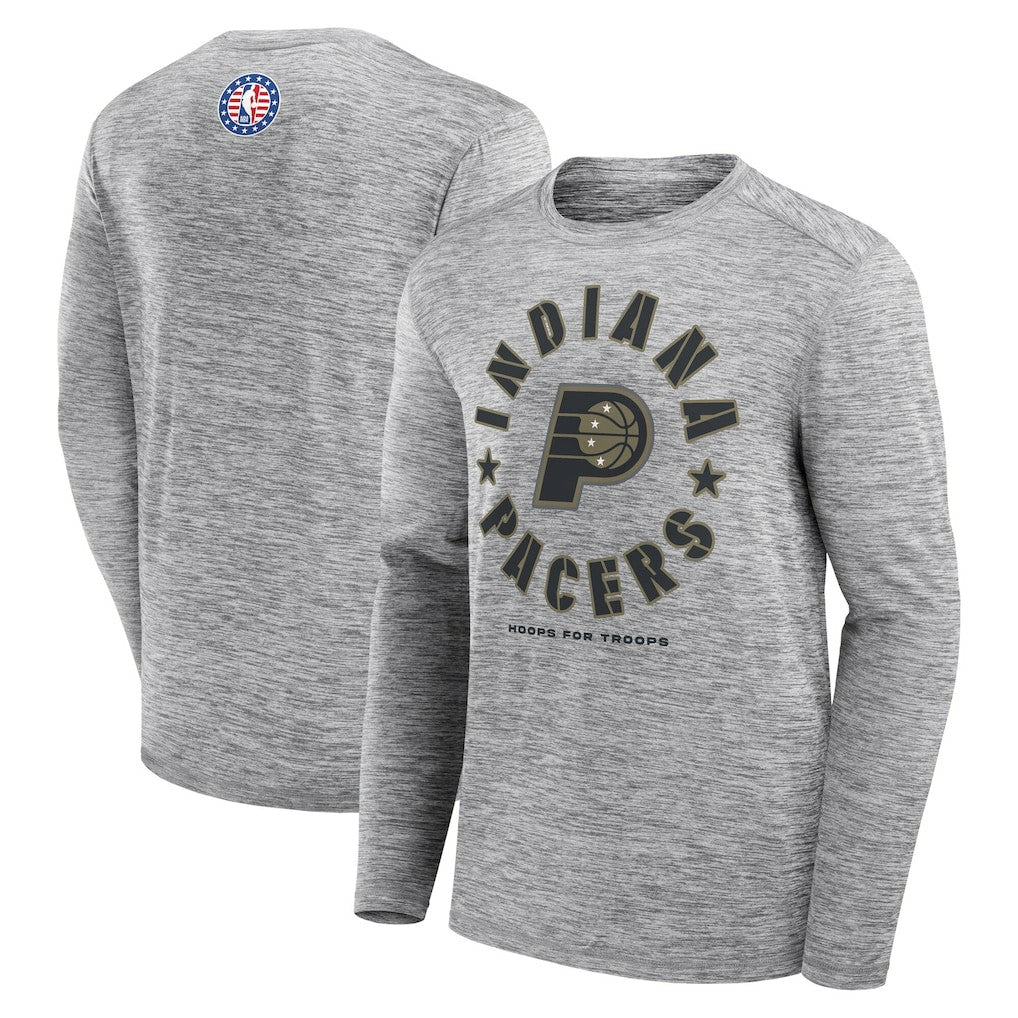 Fanatics Indiana Pacers NBA Hoops for Troops Long Sleeve T-Shirt Heather Gray