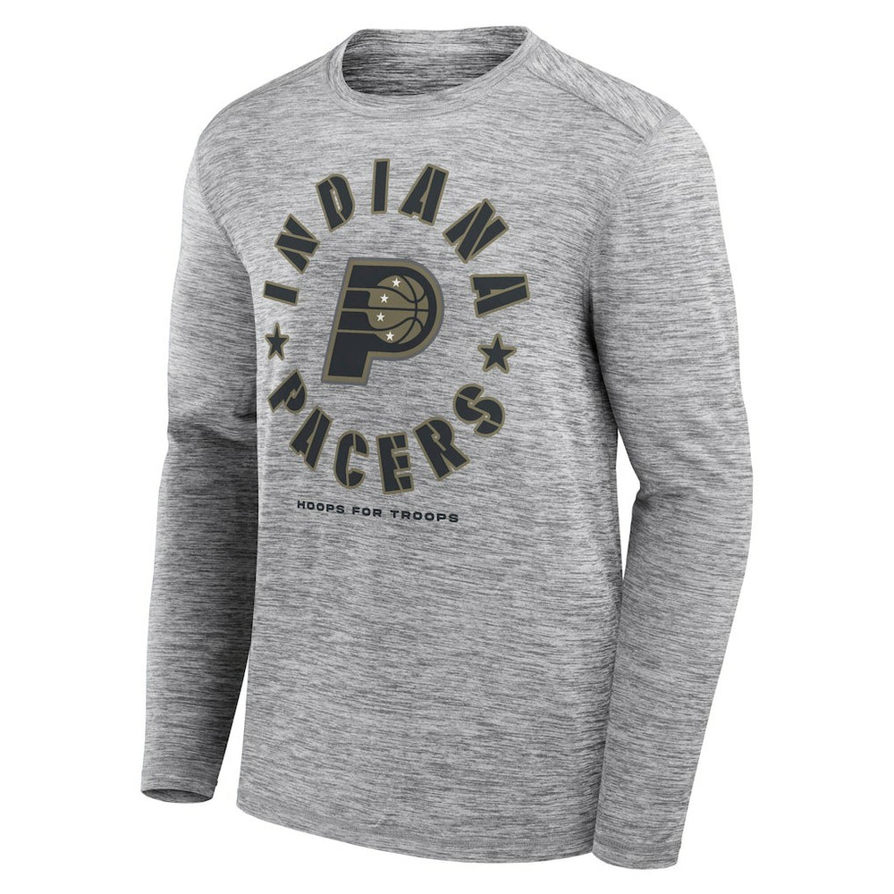 Fanatics Indiana Pacers NBA Hoops for Troops Long Sleeve T-Shirt Heather Gray