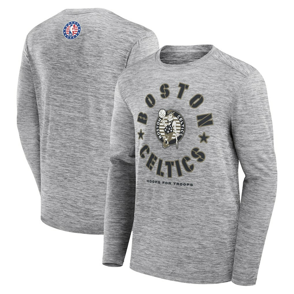 Fanatics Boston Celtics NBA Hoops for Troops Long Sleeve T-Shirt Heather Gray