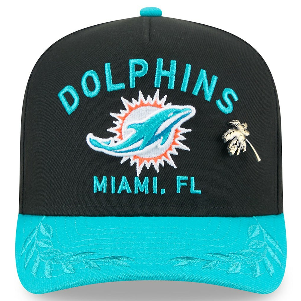 Miami Dolphins New Era 2025 NFL Draft On Stage A-Frame 59FIFTY Fitted Hat - Black/Aqua - NFL