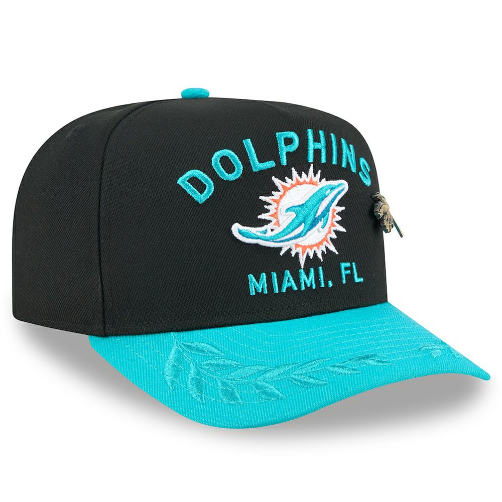 Miami Dolphins New Era 2025 NFL Draft On Stage A-Frame 59FIFTY Fitted Hat - Black/Aqua - NFL