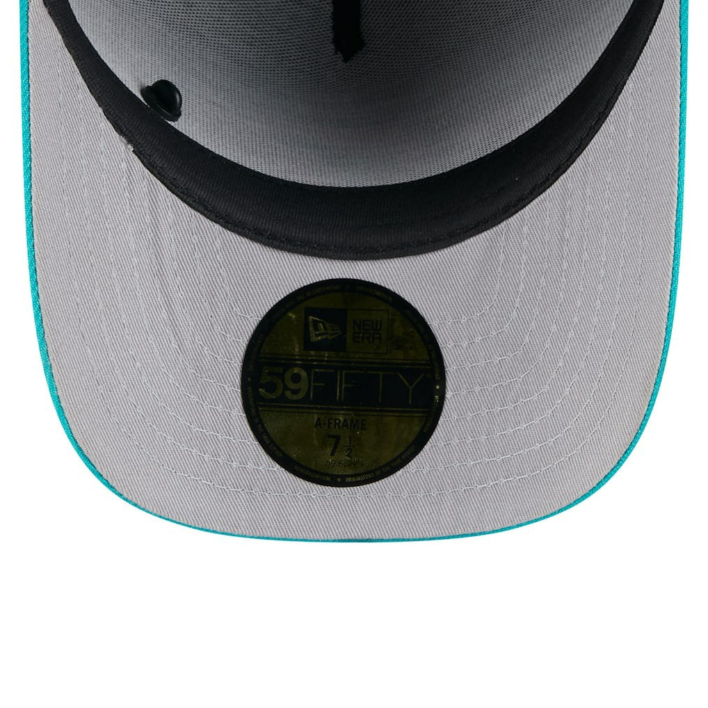 Miami Dolphins New Era 2025 NFL Draft On Stage A-Frame 59FIFTY Fitted Hat - Black/Aqua - NFL