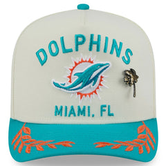 Miami Dolphins New Era 2025 NFL Draft A-Frame 59FIFTY Fitted Hat - Cream/Aqua - NFL
