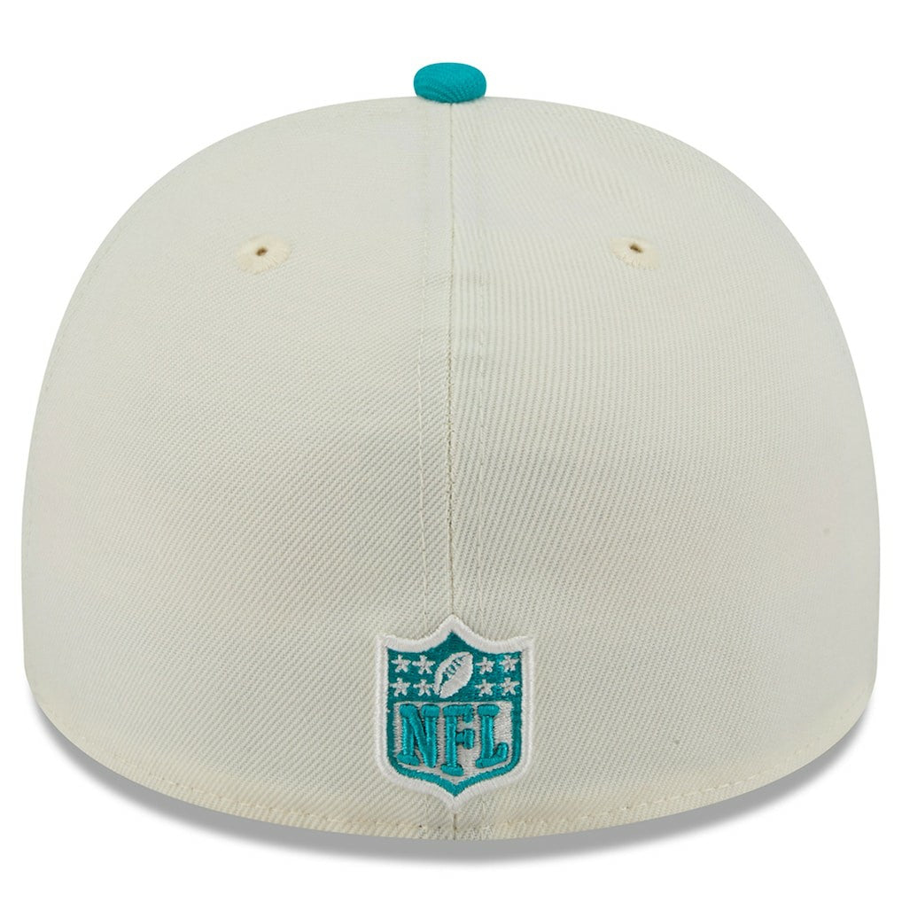 Miami Dolphins New Era 2025 NFL Draft A-Frame 59FIFTY Fitted Hat - Cream/Aqua - NFL