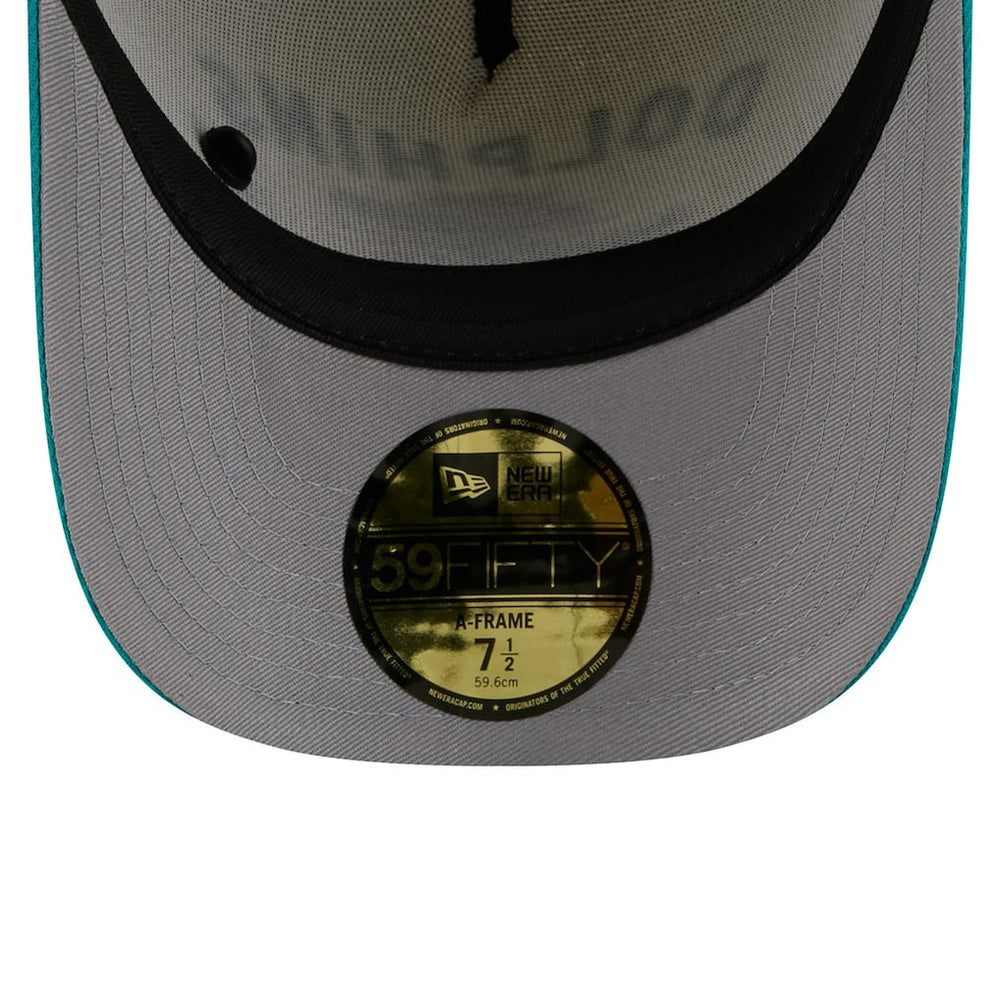 Miami Dolphins New Era 2025 NFL Draft A-Frame 59FIFTY Fitted Hat - Cream/Aqua - NFL
