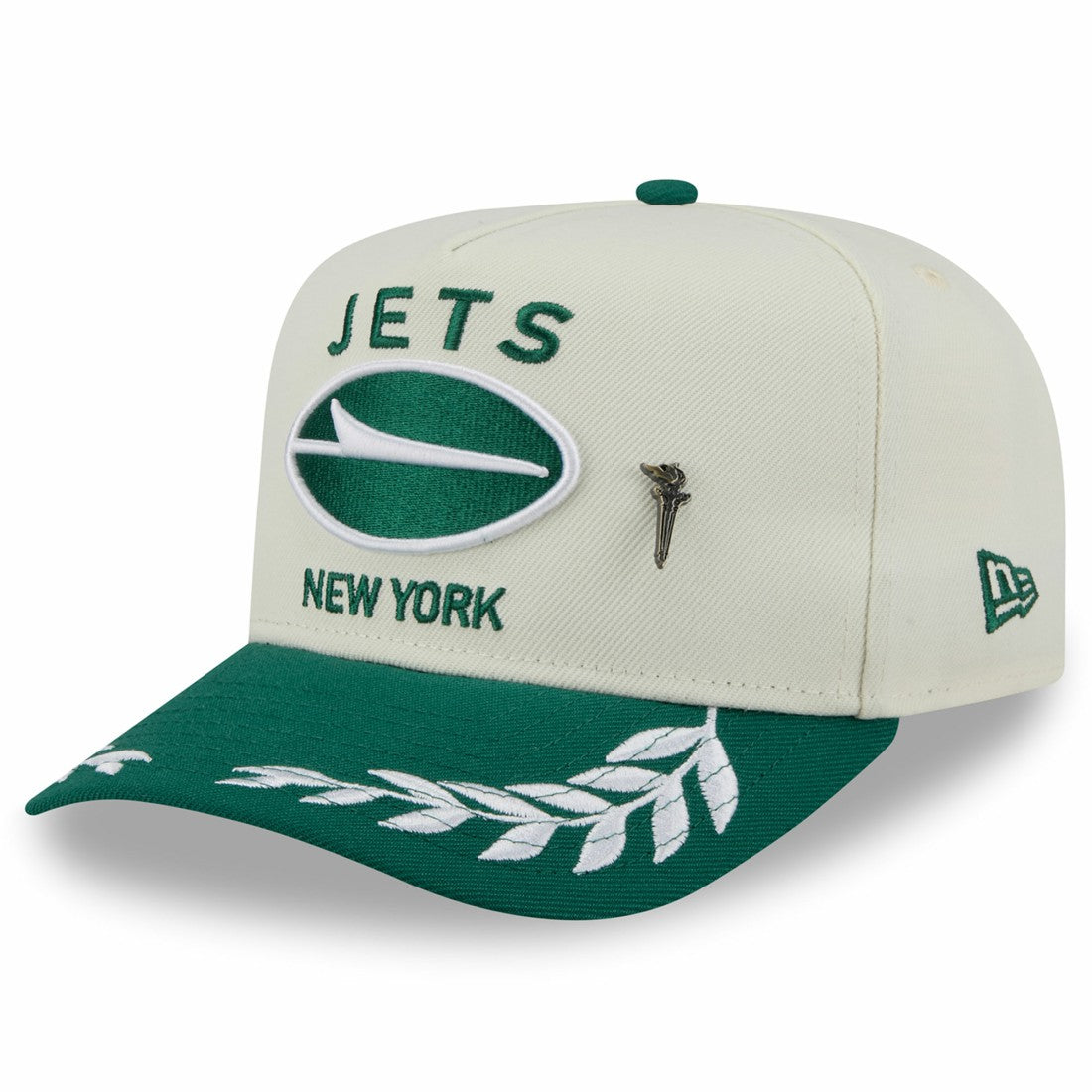 New York Jets New Era 2025 NFL Draft A-Frame 59FIFTY Fitted Hat - Cream/Green - NFL