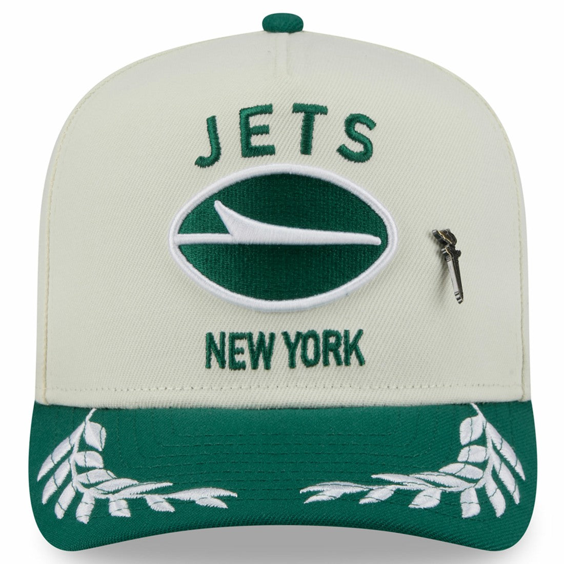 New York Jets New Era 2025 NFL Draft A-Frame 59FIFTY Fitted Hat - Cream/Green - NFL