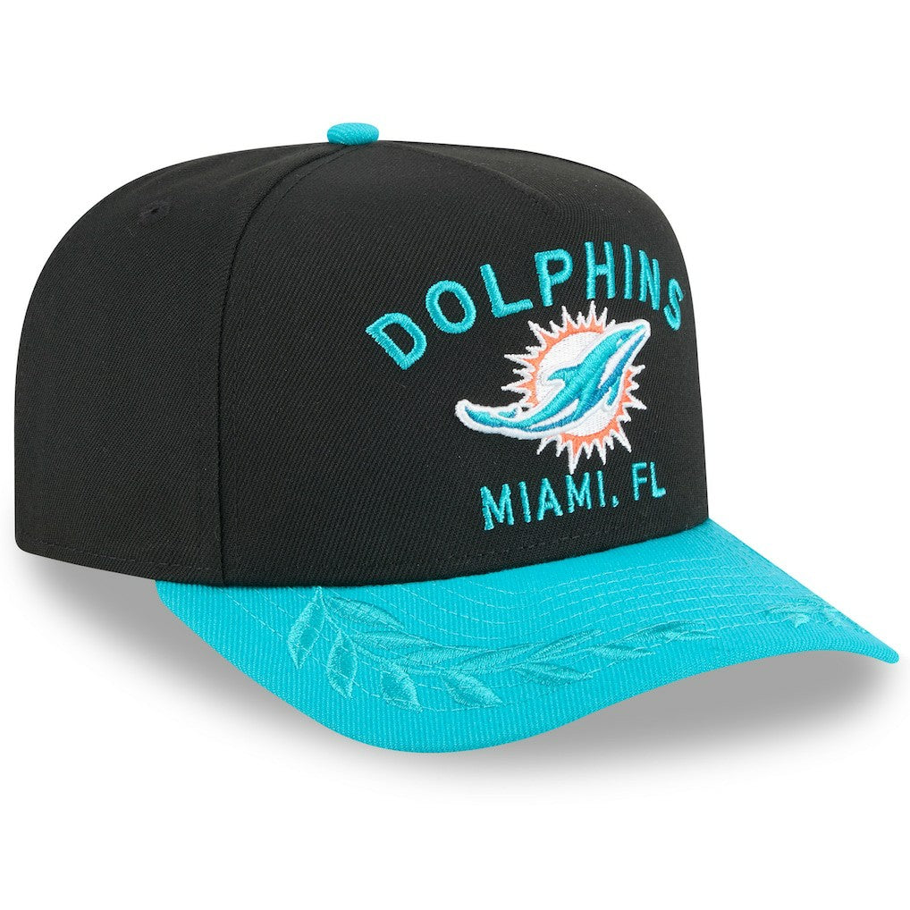 Miami Dolphins New Era 2025 NFL Draft A-Frame 9FIFTY Snapback Hat - Black/Aqua - NFL
