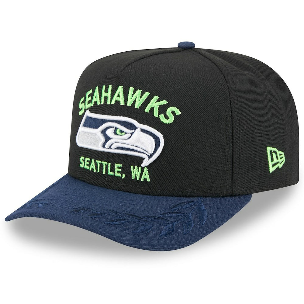 Seattle Seahawks New Era 2025 NFL Draft A-Frame 9FIFTY Snapback Hat - Black/College Navy - NFL