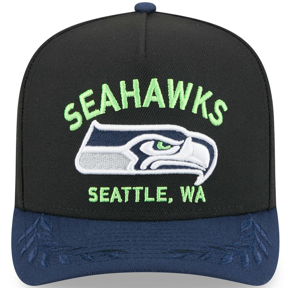 Seattle Seahawks New Era 2025 NFL Draft A-Frame 9FIFTY Snapback Hat - Black/College Navy - NFL
