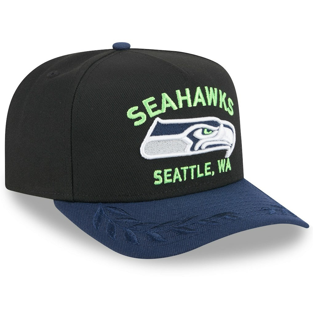 Seattle Seahawks New Era 2025 NFL Draft A-Frame 9FIFTY Snapback Hat - Black/College Navy - NFL