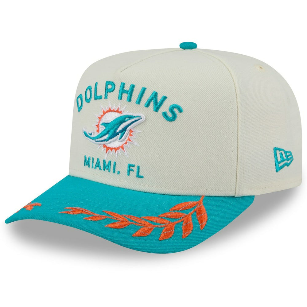 Miami Dolphins New Era 2025 NFL Draft A-Frame 9FIFTY Snapback Hat - Cream/Aqua - NFL