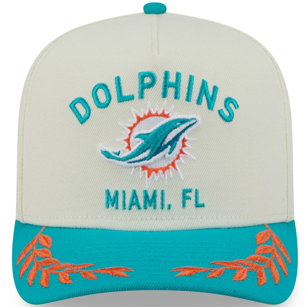 Miami Dolphins New Era 2025 NFL Draft A-Frame 9FIFTY Snapback Hat - Cream/Aqua - NFL